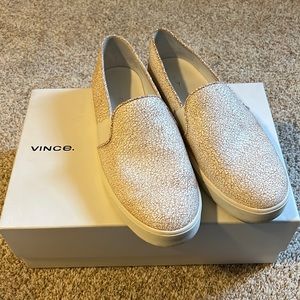 Vince White Crackle Slip On Sneakers Size 6.5